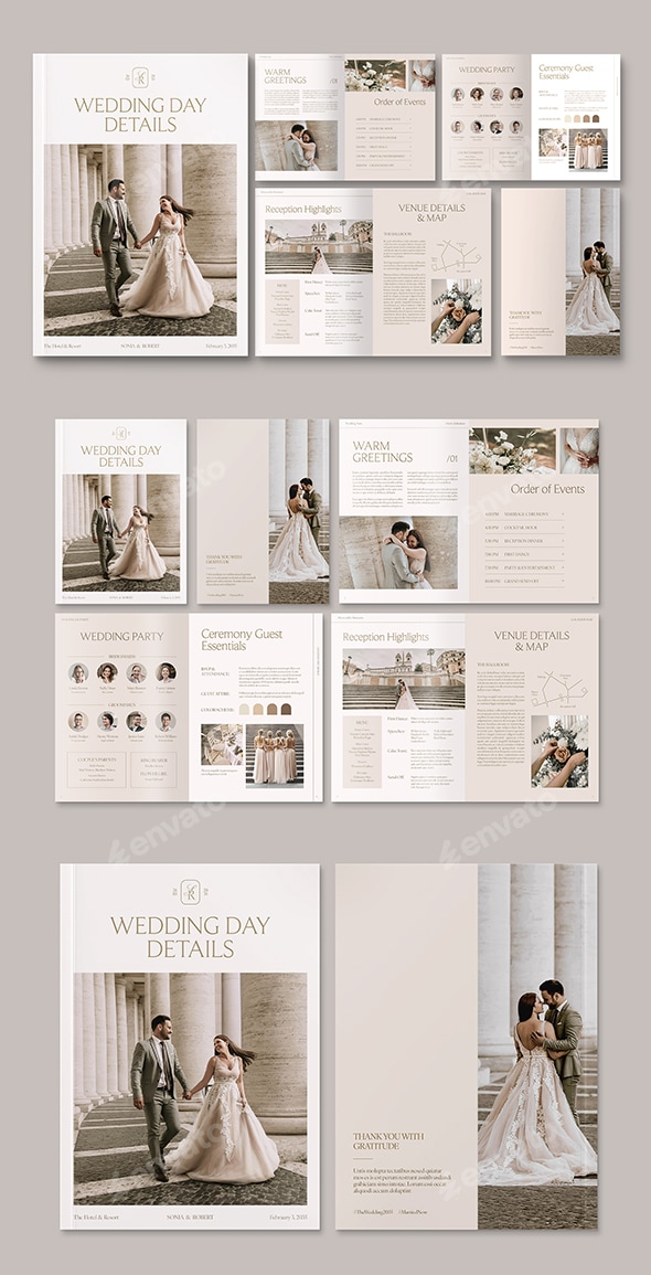 Wedding Day Guide Template, Print Templates GraphicRiver