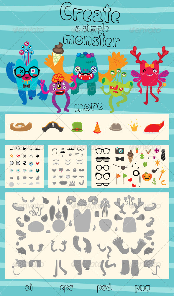 Create a Simple Monster, Vectors | GraphicRiver