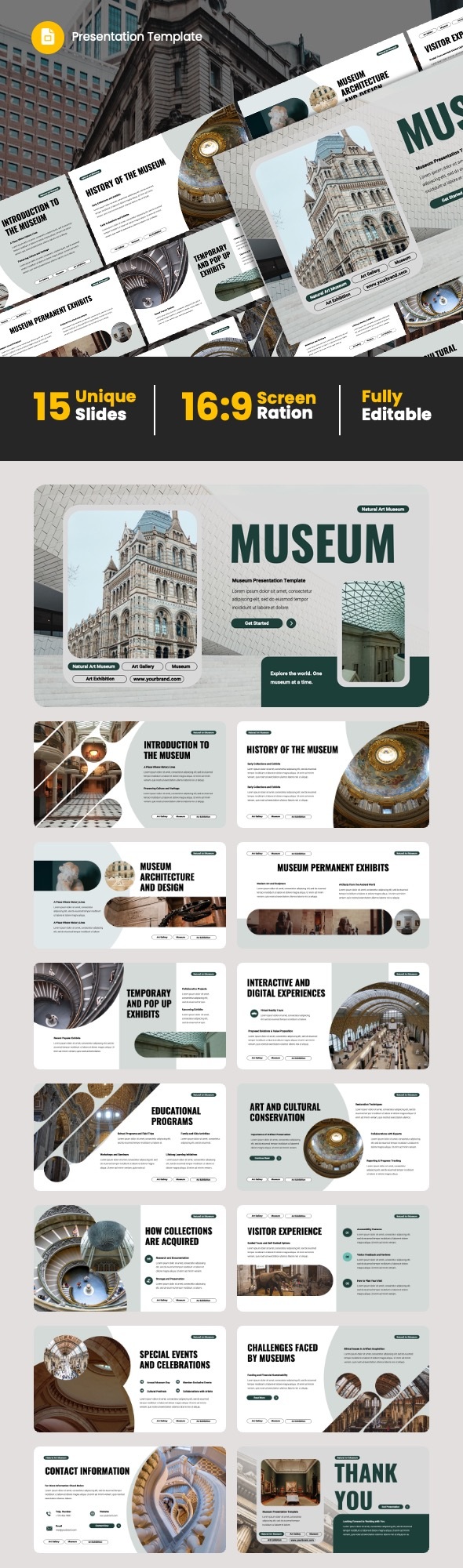 Museum Google Slide, Presentation Templates GraphicRiver