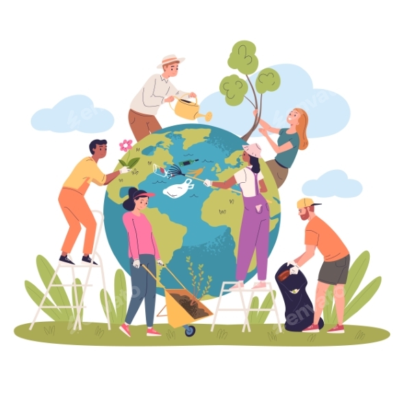 People Cleaning Earth Planet, Vectors | GraphicRiver
