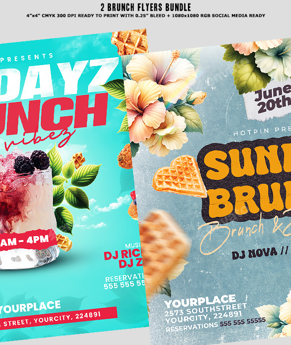 Brunch Flyer Bundle, Print Templates | GraphicRiver