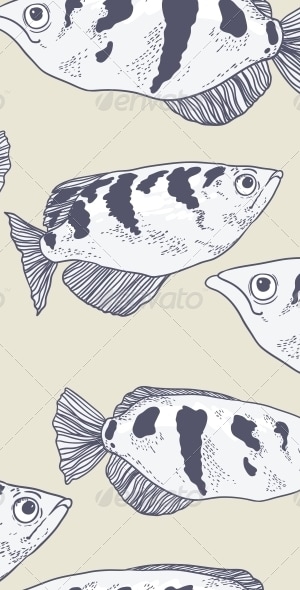 Seamless Background with Fish, Vectors | GraphicRiver