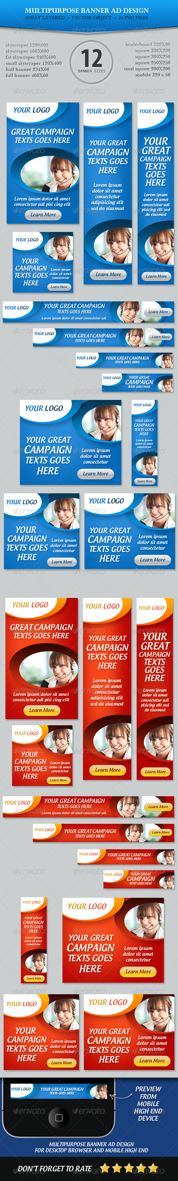 Multipurpose Banner ad Design, Web Elements | GraphicRiver