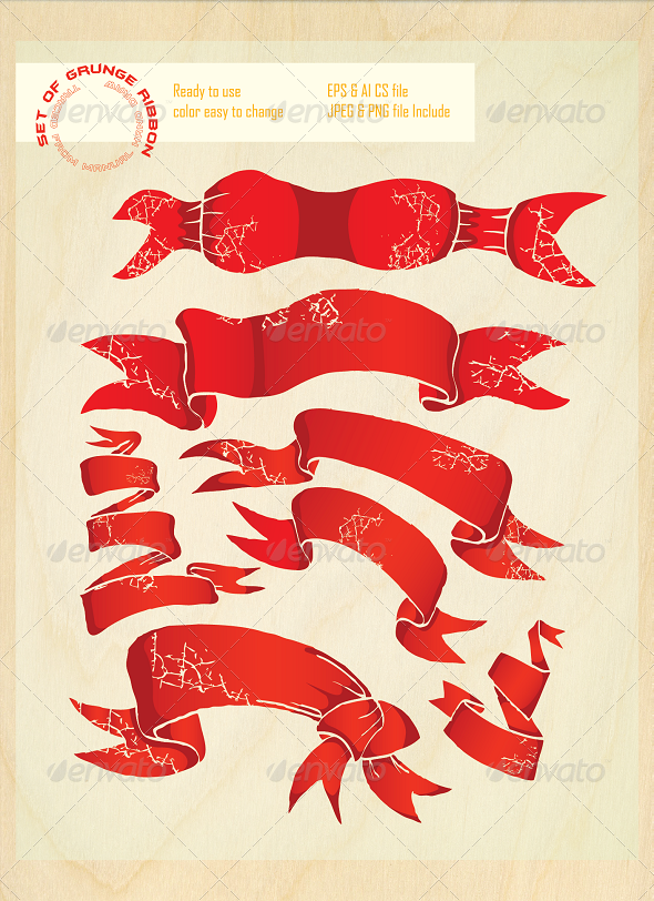 Set of Grunge Ribbons, Vectors | GraphicRiver