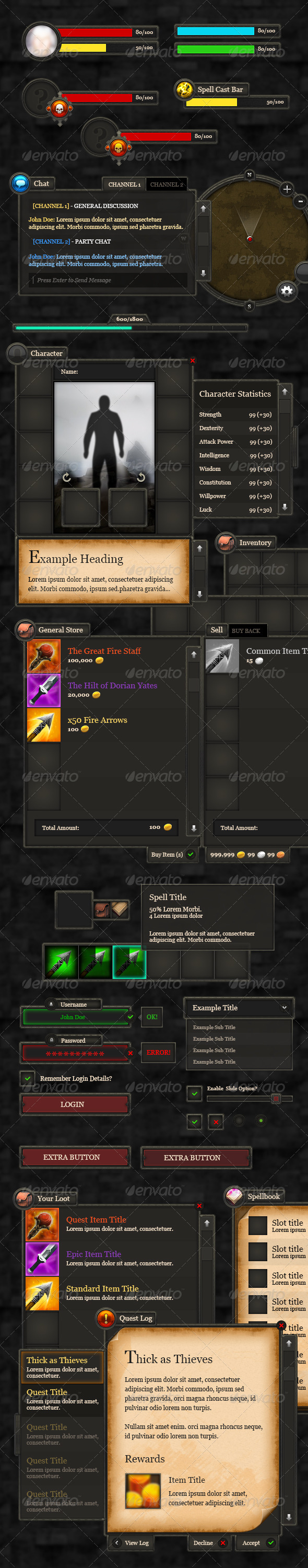 RPG User Interface Bundle - User Interfaces Web Elements