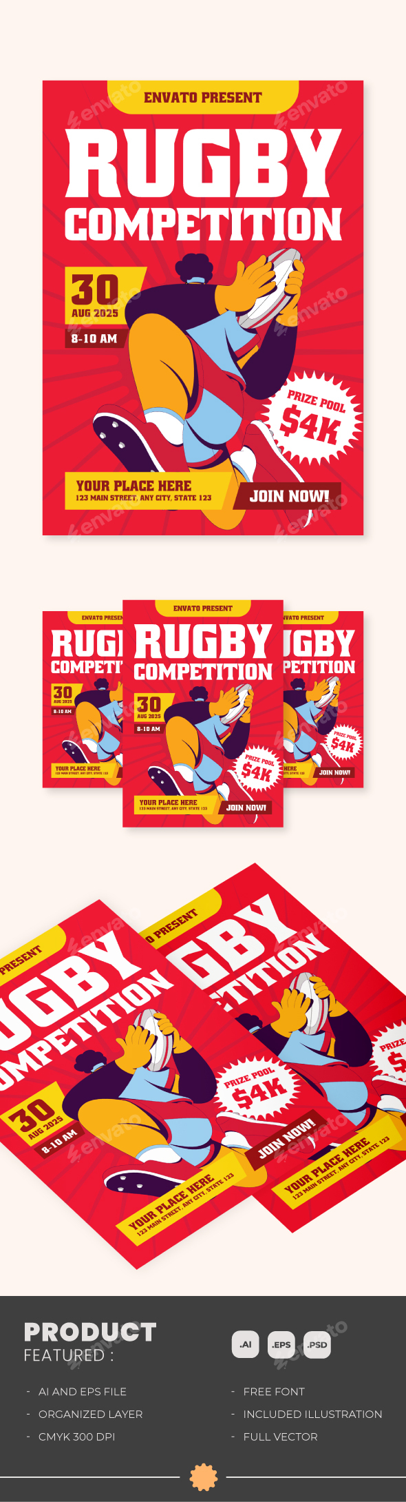 Rugby Competition Flyer Event, Print Templates | GraphicRiver