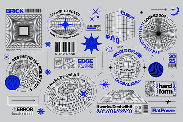 Brutalist Wireframe Elements with Bold Typography – UI/UX Design Kit ...
