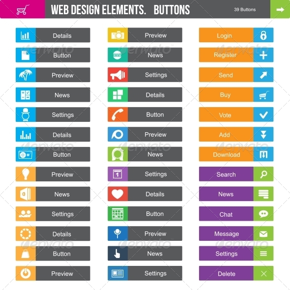 Buttons and Icons, Vectors | GraphicRiver