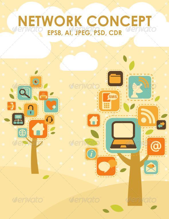 Network Trees, Vectors | GraphicRiver
