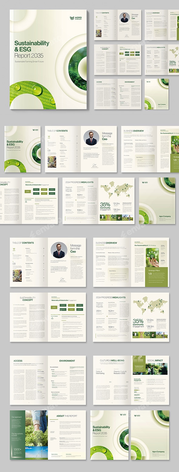 Sustainability and ESG Report Template, Print Templates GraphicRiver