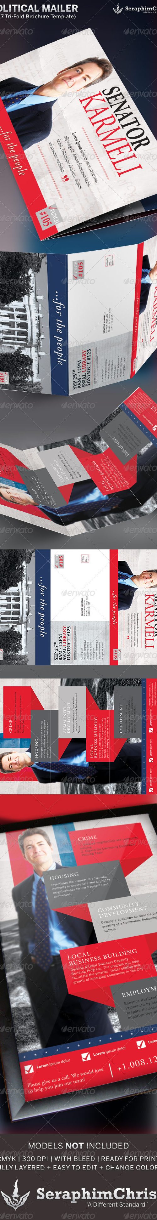 Large Political TriFold Brochure Mailer Template, Print Templates