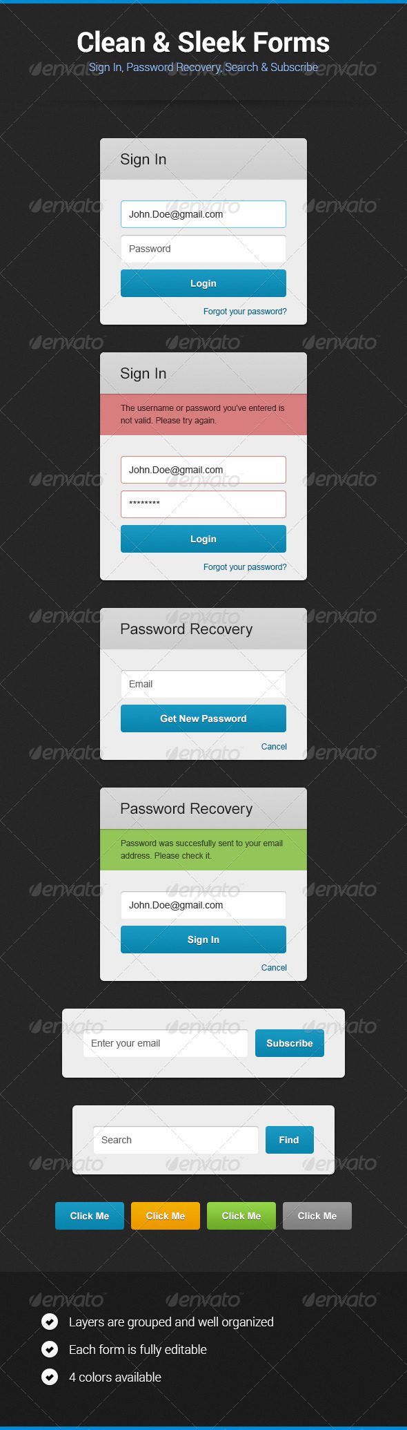 Clean & Sleek Forms, Web Elements | GraphicRiver
