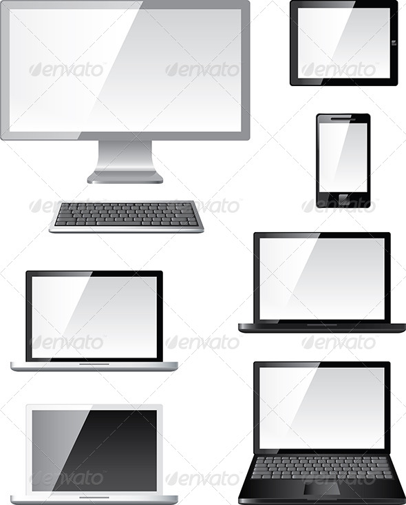 Digital Computer Devices Vector Set, Vectors | GraphicRiver