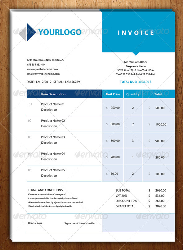 New Blue Invoice, Print Templates | GraphicRiver
