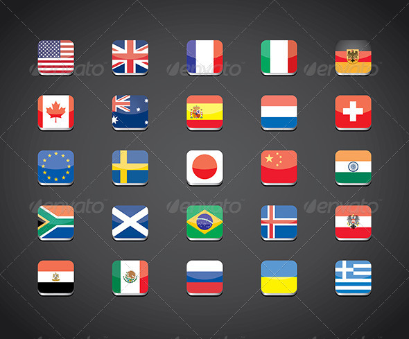 Most Popular Countries Flags, Vectors | GraphicRiver