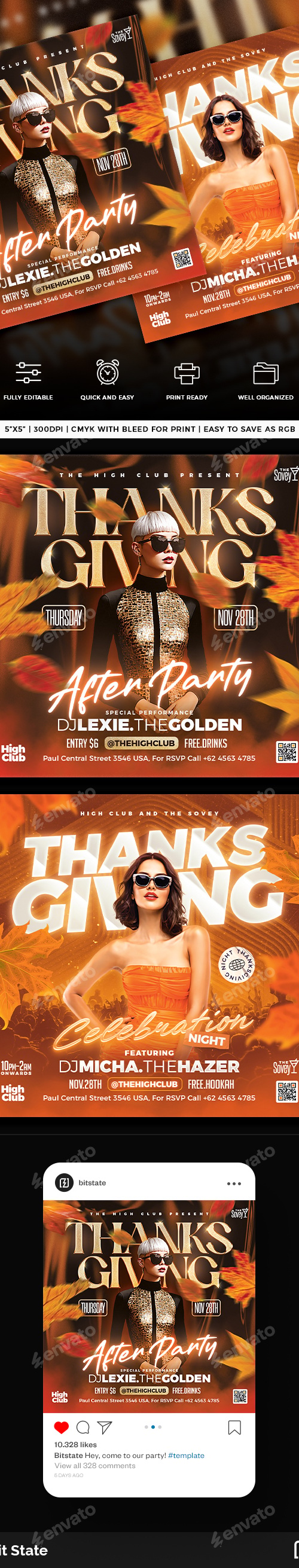 Thanksgiving Day Flyer Template Bundle, Print Templates GraphicRiver
