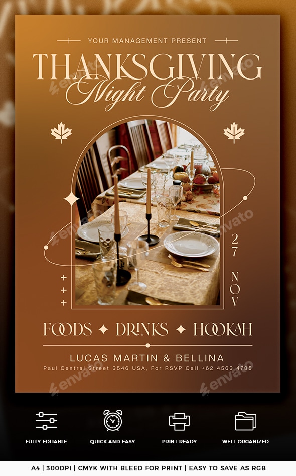 Thanksgiving Day Flyer Template, Print Templates GraphicRiver