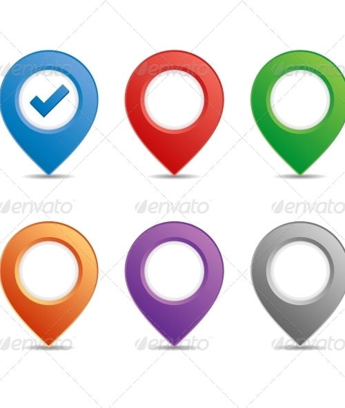 Color Pin Set, Vectors | GraphicRiver