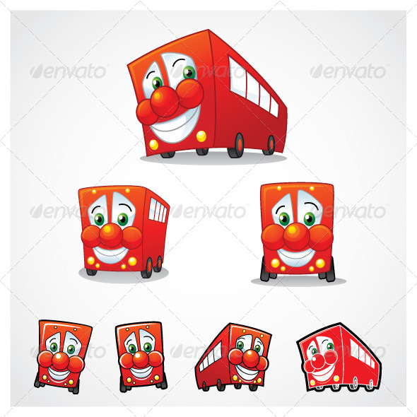 Vector Red Bus Mascot, Vectors | GraphicRiver