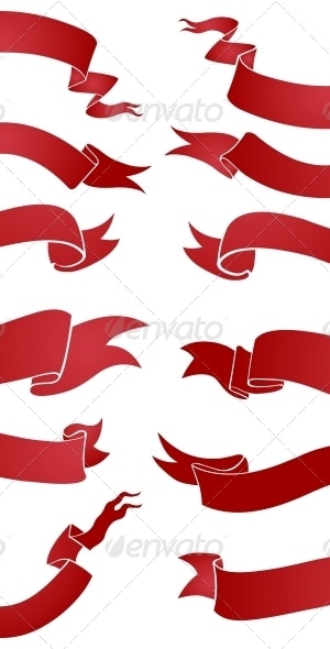 Vector Set of Red Gradient Ribbons for your Text, Vectors | GraphicRiver
