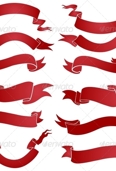 Vector Set of Red Gradient Ribbons for your Text, Vectors | GraphicRiver