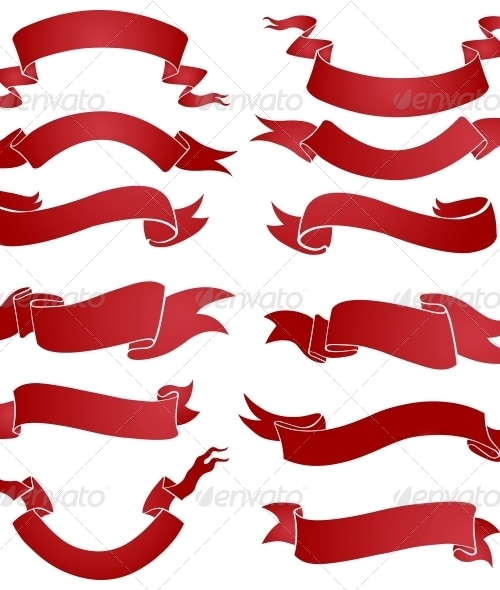 Vector Set of Red Gradient Ribbons for your Text, Vectors | GraphicRiver