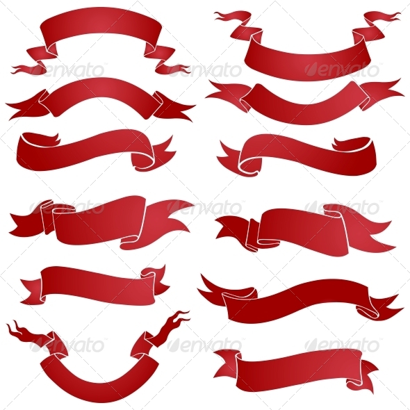 Vector Set of Red Gradient Ribbons for your Text, Vectors | GraphicRiver