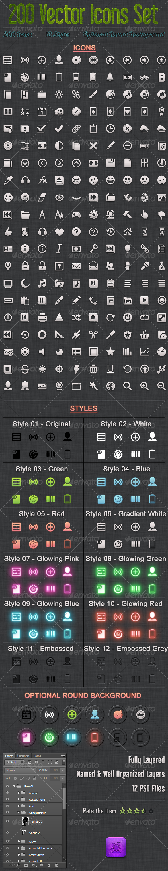 200 Vector Icons Set, Icons | GraphicRiver