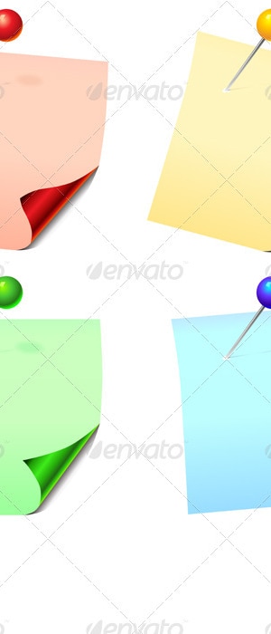 Set of colored labels pinned with pins, Vectors | GraphicRiver