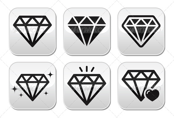 Diamond Vector Icons Set, Vectors | GraphicRiver