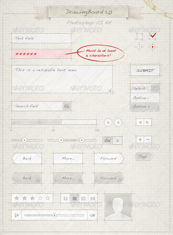 Drawing Board UI Kit, Web Elements | GraphicRiver