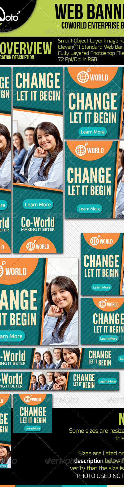 CoWorld Corporate Enterprise Web Banner, Web Elements | GraphicRiver