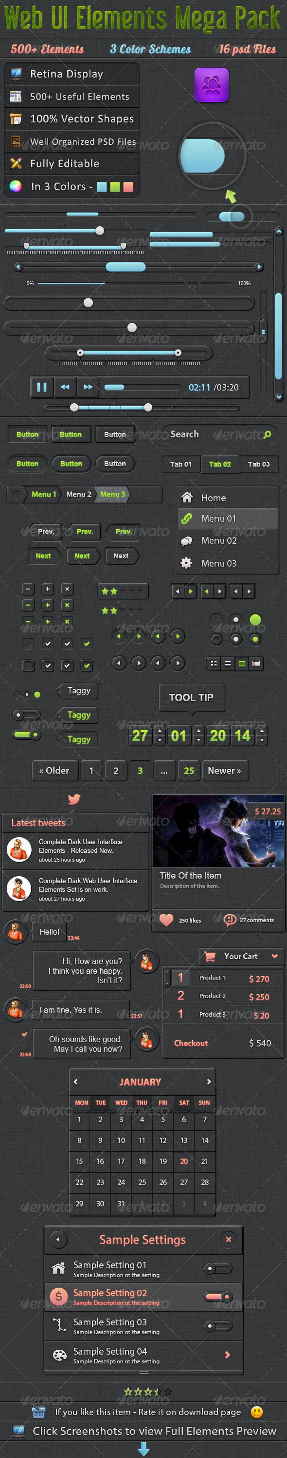 Complete Dark Web UI Mega Pack, Web Elements | GraphicRiver