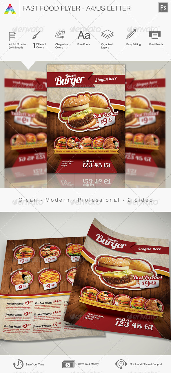 Fast Food Flyer, Print Templates | GraphicRiver