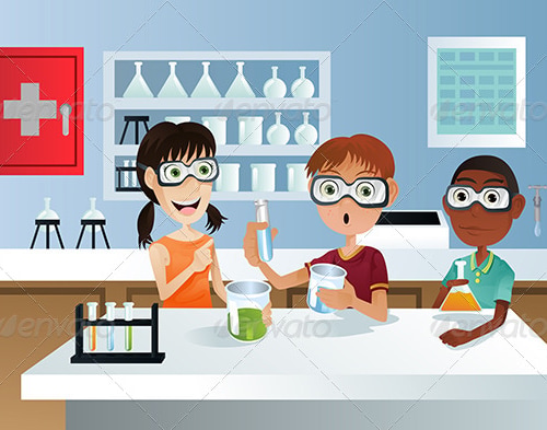 Students in Science Class, Vectors | GraphicRiver