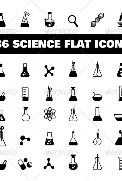 Flat Science Icons, Vectors | GraphicRiver