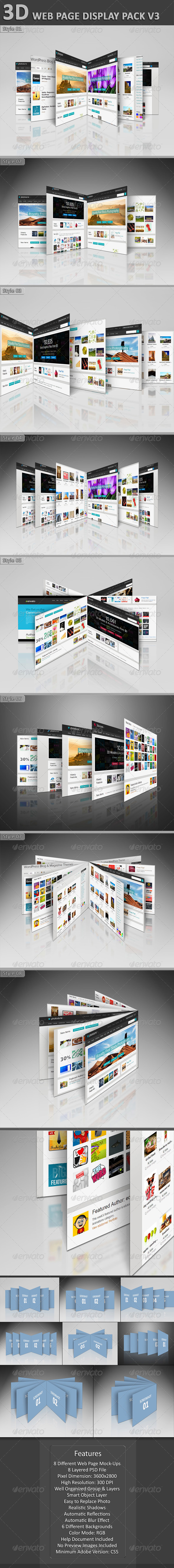 3D Web Page Display Pack V3, Graphics | GraphicRiver