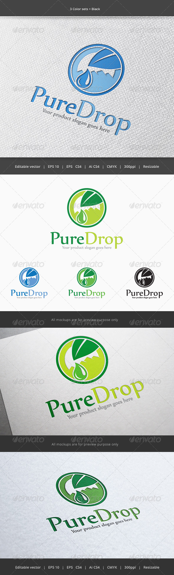 Pure Water Drop Logo, Logo Templates | GraphicRiver