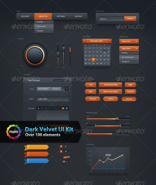 Dark Velvet UI Kit, Web Elements | GraphicRiver