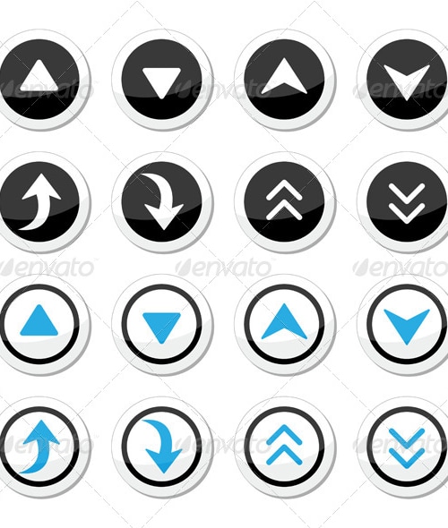 Up and Down Arrows Round Icons Set, Vectors | GraphicRiver