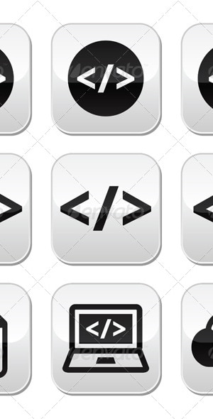 Programming Code Vector Buttons Set, Vectors | GraphicRiver