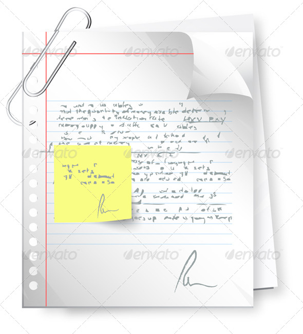 Text Document with Revision Note - Illustration, Vectors | GraphicRiver