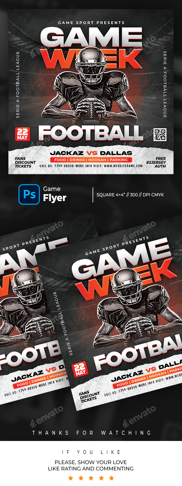 Football Game Flyer Template, Print Templates GraphicRiver