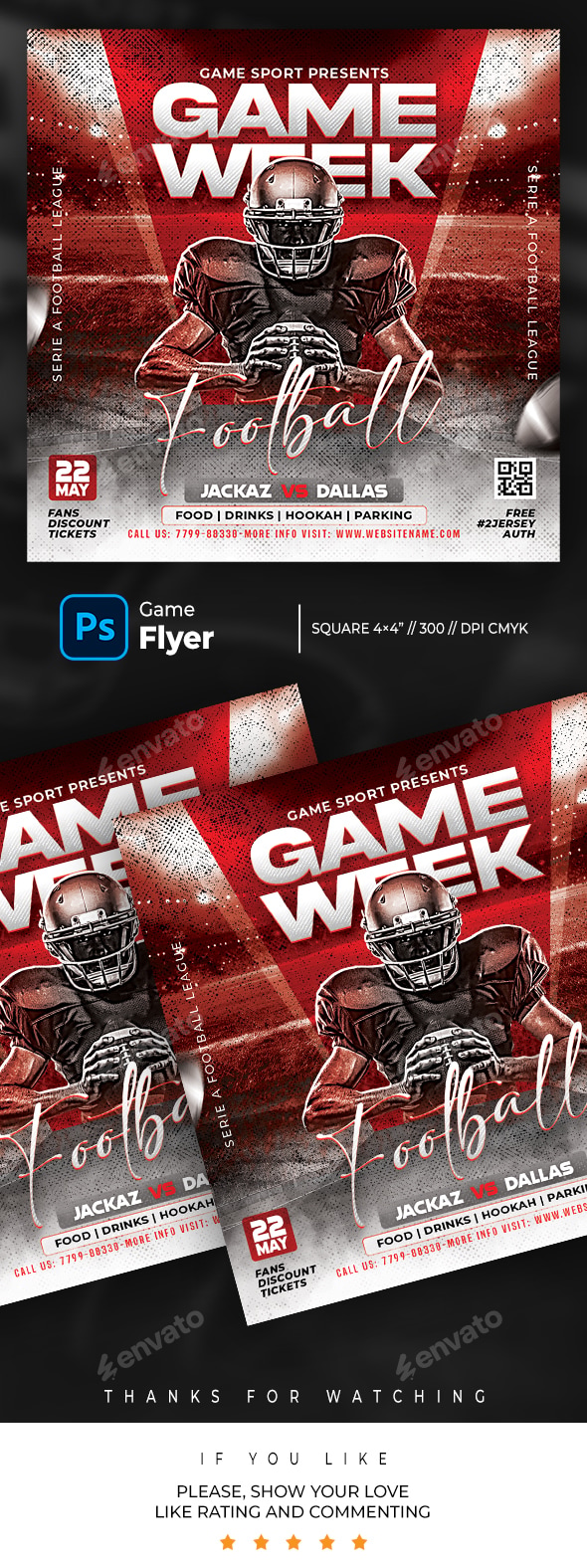 Football Game Flyer Template, Print Templates GraphicRiver