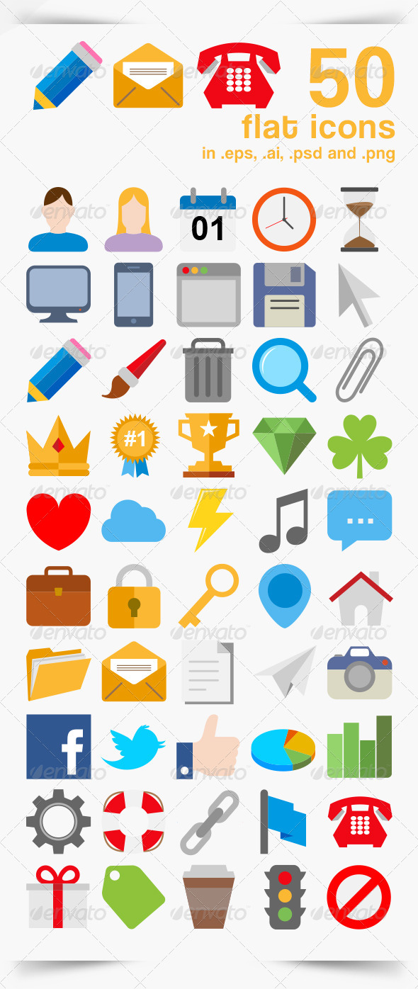 50 Vector Icons, Icons | GraphicRiver