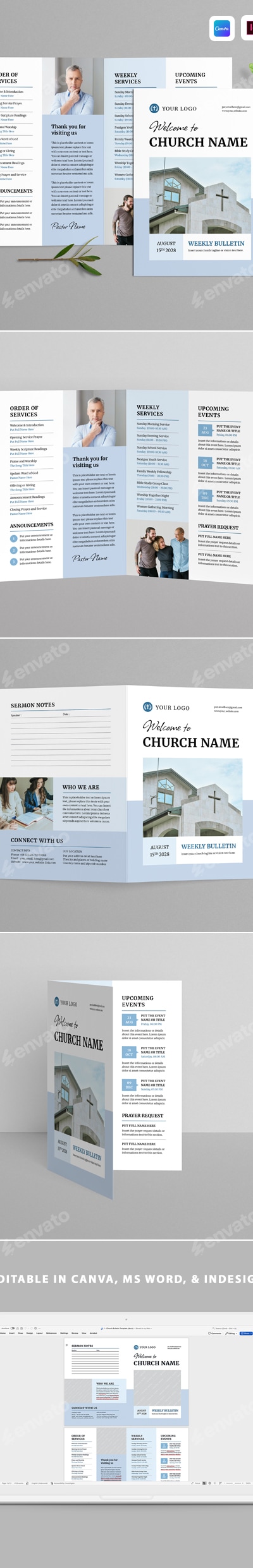 Church Bulletin | Canva, MS Word, Indesign, Print Templates | GraphicRiver