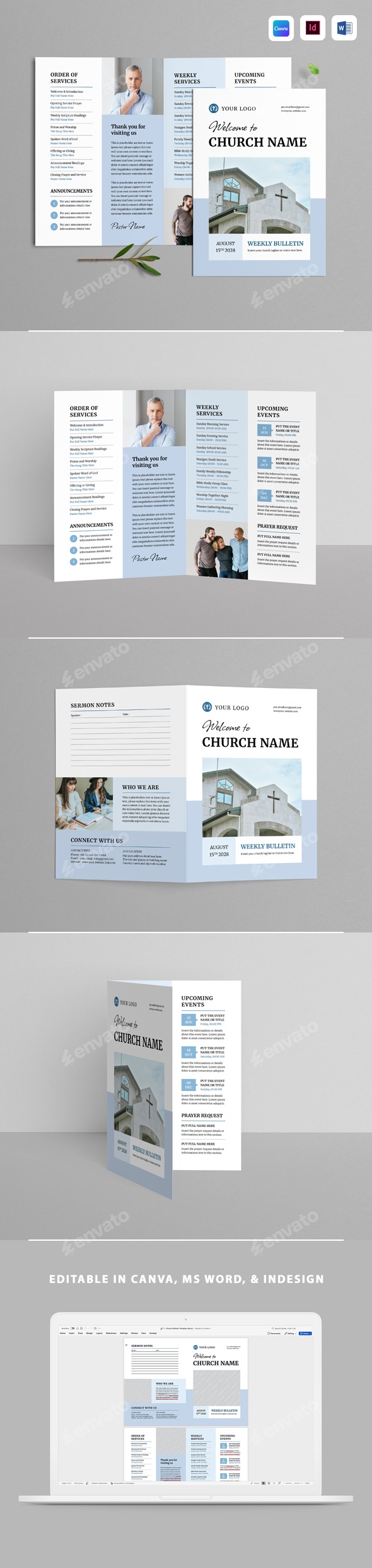 Church Bulletin | Canva, MS Word, Indesign, Print Templates | GraphicRiver