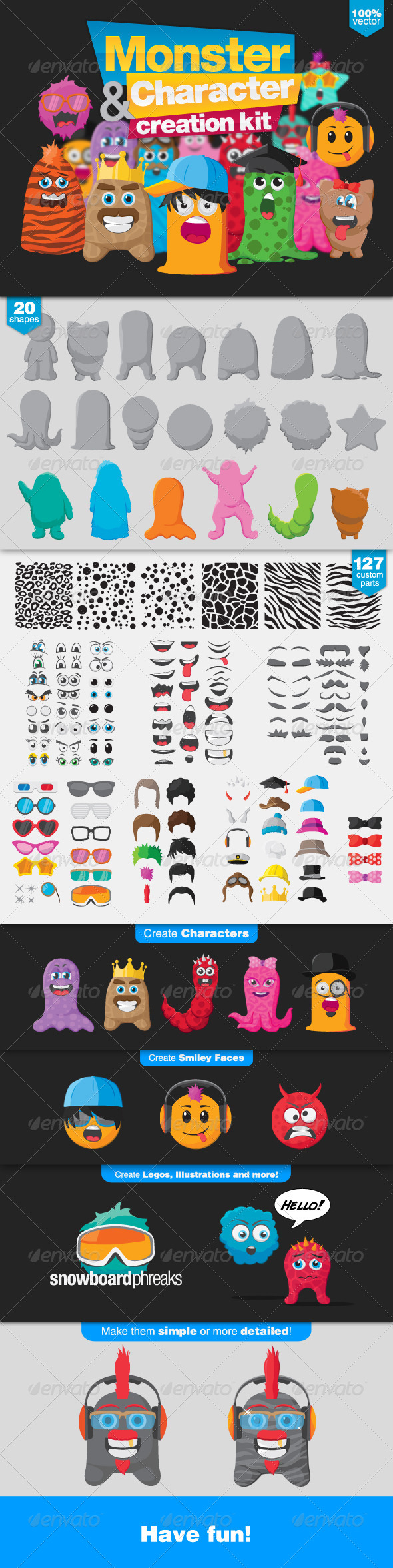 Monster and Character Creation Kit, Vectors | GraphicRiver