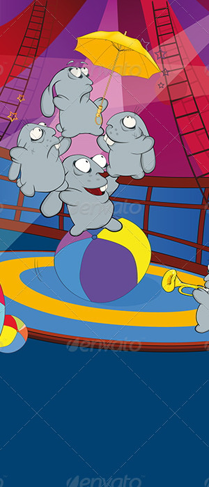 Rabbits and Circus Cartoon, Vectors | GraphicRiver