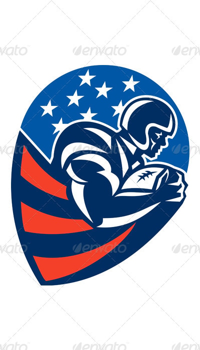 American Football Rushing Running Back, Vectors | GraphicRiver